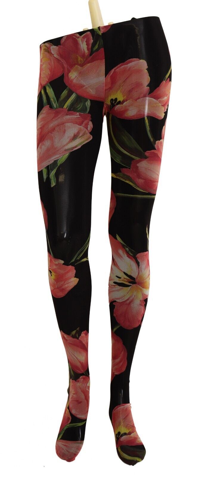 Dolce & Gabbana black floral print nylon tights featuring a stylish floral pattern and sheer design for elegant legwear.