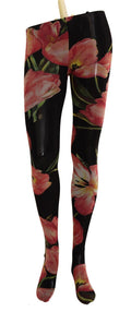 Dolce & Gabbana black floral print nylon tights featuring a stylish floral pattern and sheer design for elegant legwear.