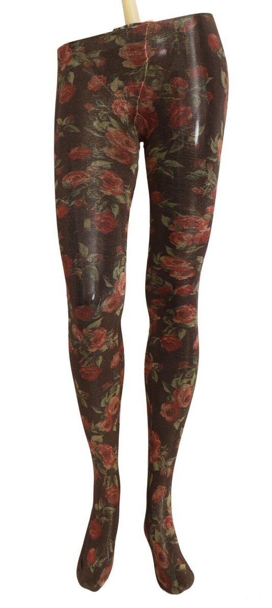 Dolce & Gabbana Black Floral Print Stockings Nylon Tights Dolce & Gabbana