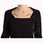 Masha Ma Black Studs Embellished Long Sleeves Sheath Midi Dress