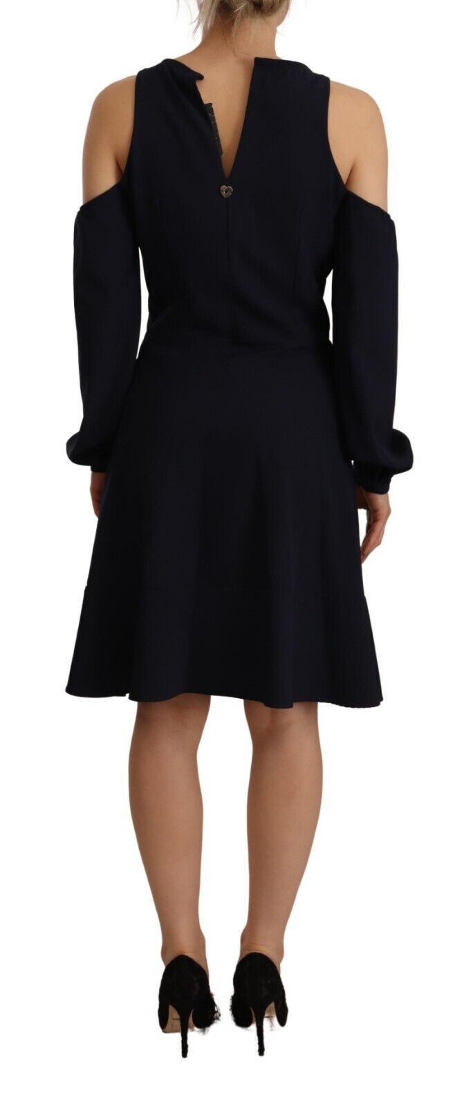 Twinset Black Long Sleeves Open Shoulder A-line Dress Twinset