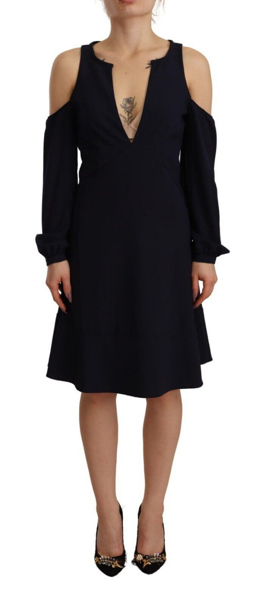 Twinset Black Long Sleeves Open Shoulder A-line Dress Twinset