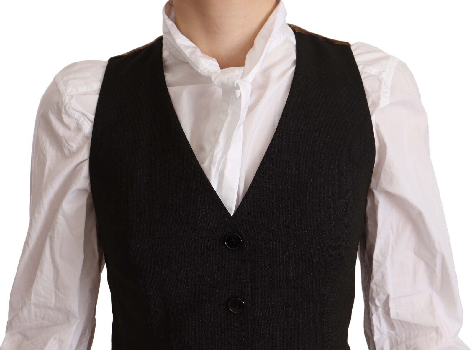 Dolce & Gabbana Black Button Down Sleeveless Vest Polyester Top Dolce & Gabbana