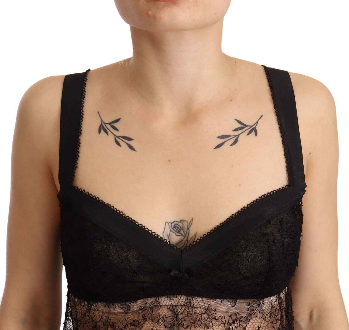 Dolce & Gabbana Black Silk Lace Babydoll Nylon Lingerie Top Dolce & Gabbana