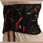 Dolce & Gabbana Black Corset Belt Stretch Waist Strap Silk Top
