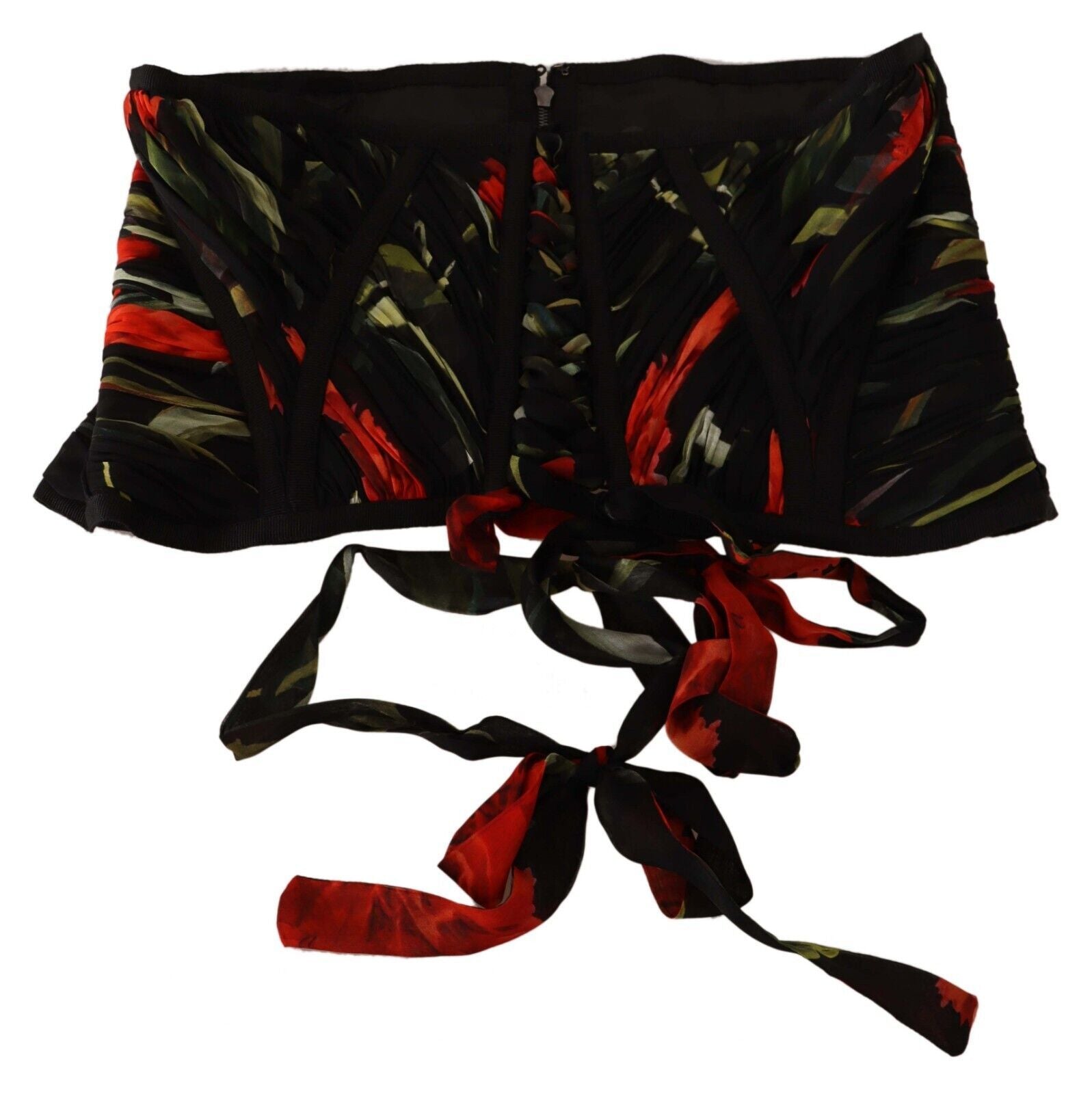 Dolce & Gabbana Black Corset Belt Stretch Waist Strap Silk Top Dolce & Gabbana