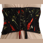 Dolce & Gabbana Black Corset Belt Stretch Waist Strap Silk Top