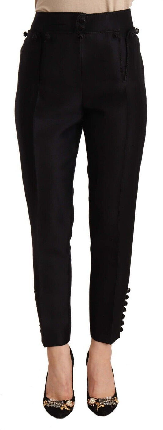 Dsquared² Black Button Embellished Cropped High Waist Pants Dsquared²