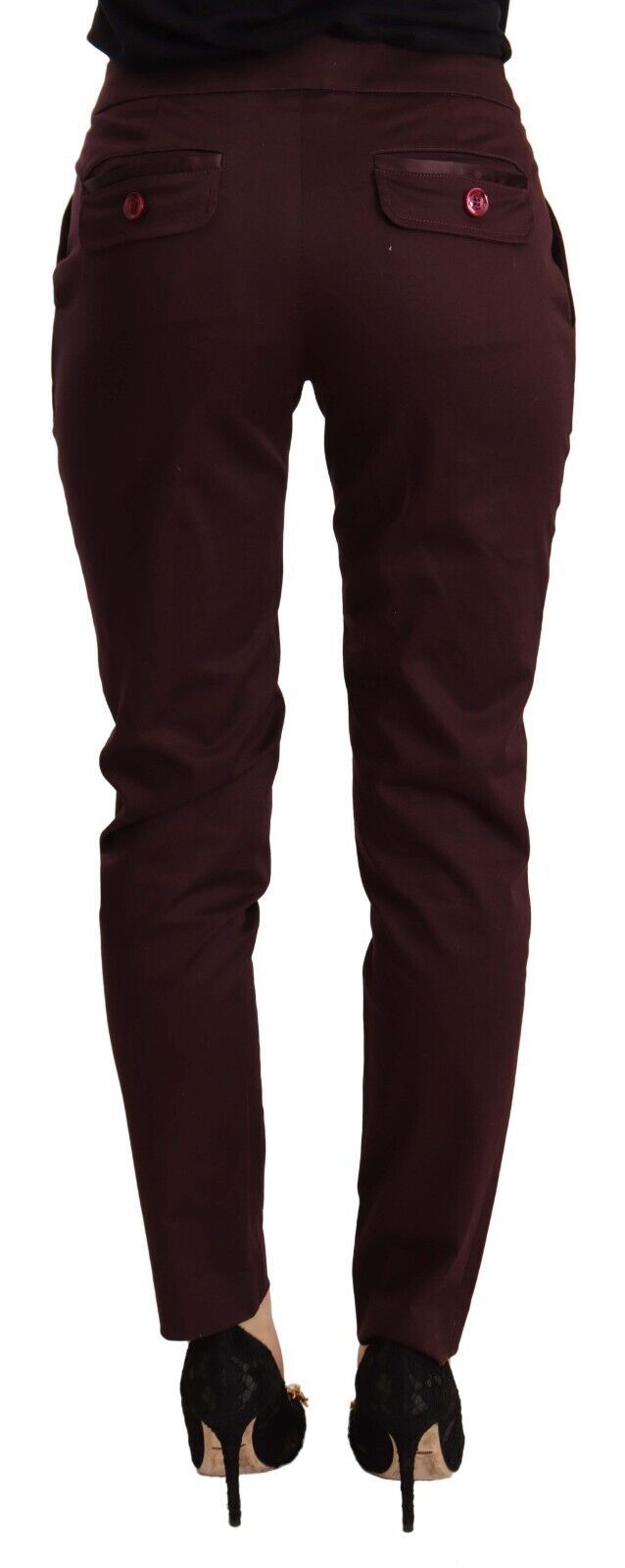 Just Cavalli Maroon Mid Waist Skinny Women Trouser Pants Just Cavalli