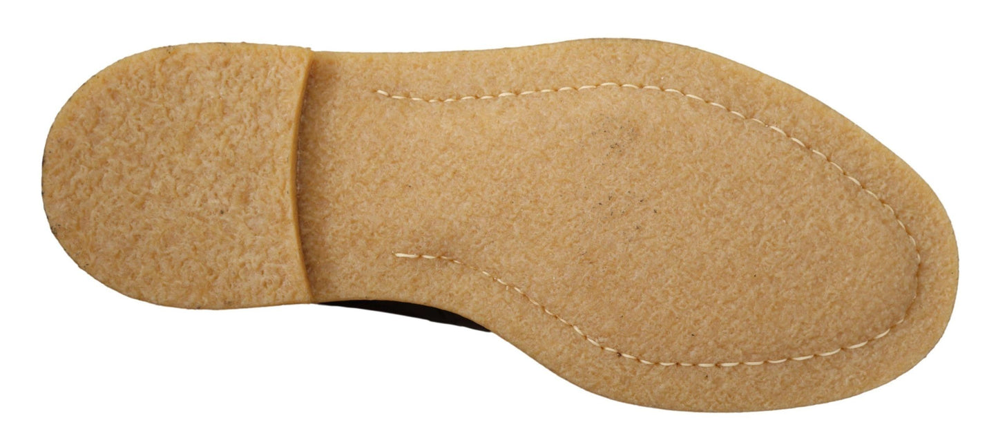 Dolce & Gabbana Brown Velvet Exotic Leather Boots Dolce & Gabbana