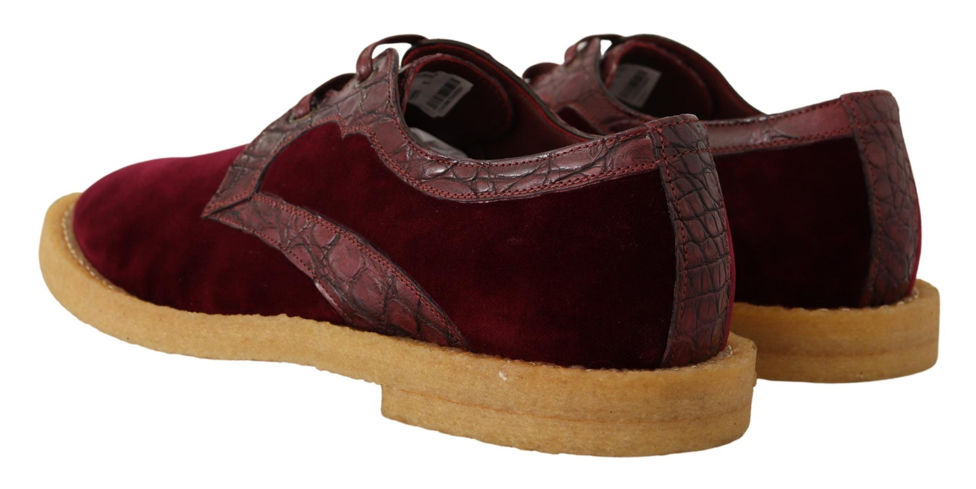 Dolce & Gabbana Bordeaux Velvet Exotic Leather Shoes Dolce & Gabbana