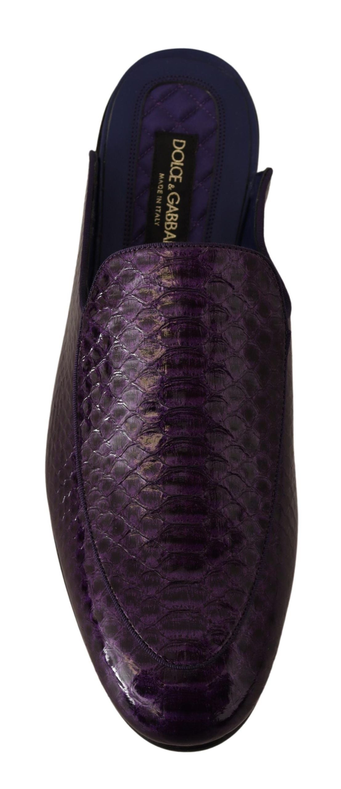 Dolce & Gabbana Purple Exotic Leather Flats Slides Shoes Dolce & Gabbana