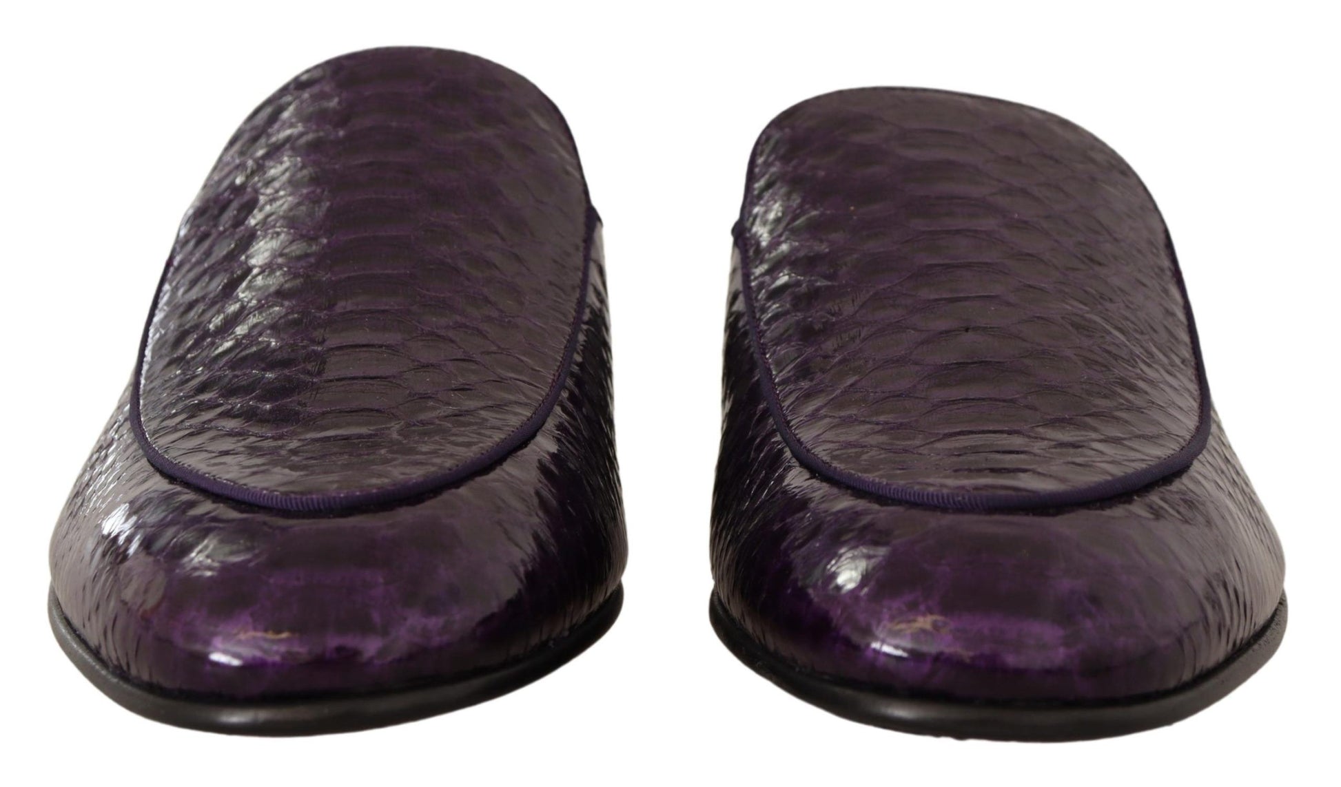 Dolce & Gabbana Purple Exotic Leather Flats Slides Shoes Dolce & Gabbana