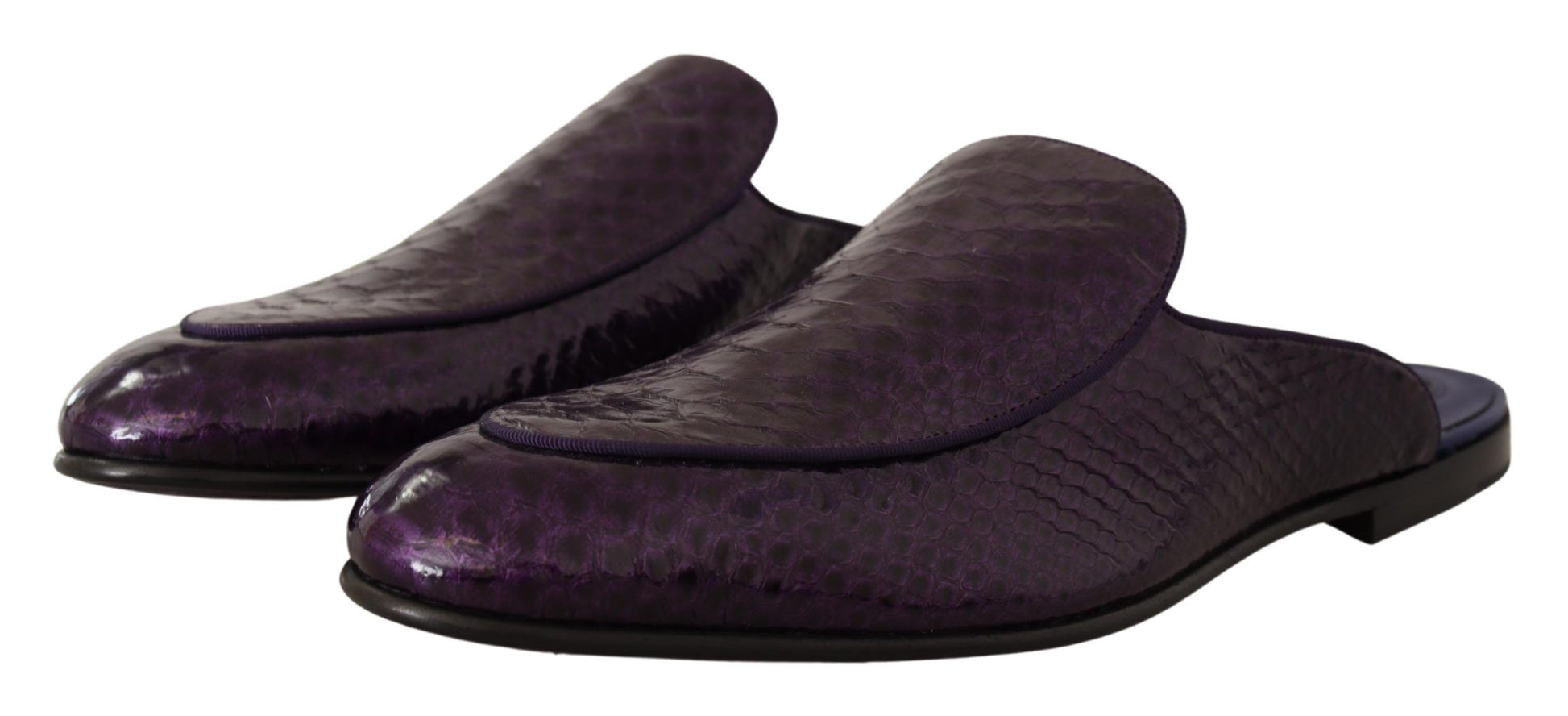Dolce & Gabbana Purple Exotic Leather Flats Slides Shoes Dolce & Gabbana