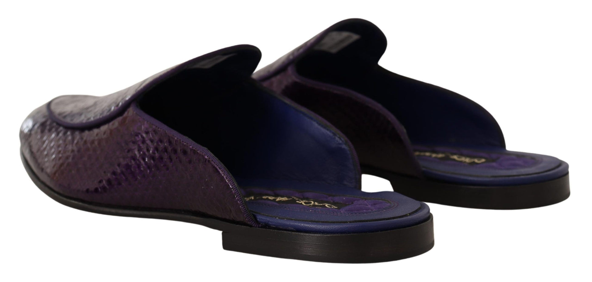 Dolce & Gabbana Purple Exotic Leather Flats Slides Shoes Dolce & Gabbana
