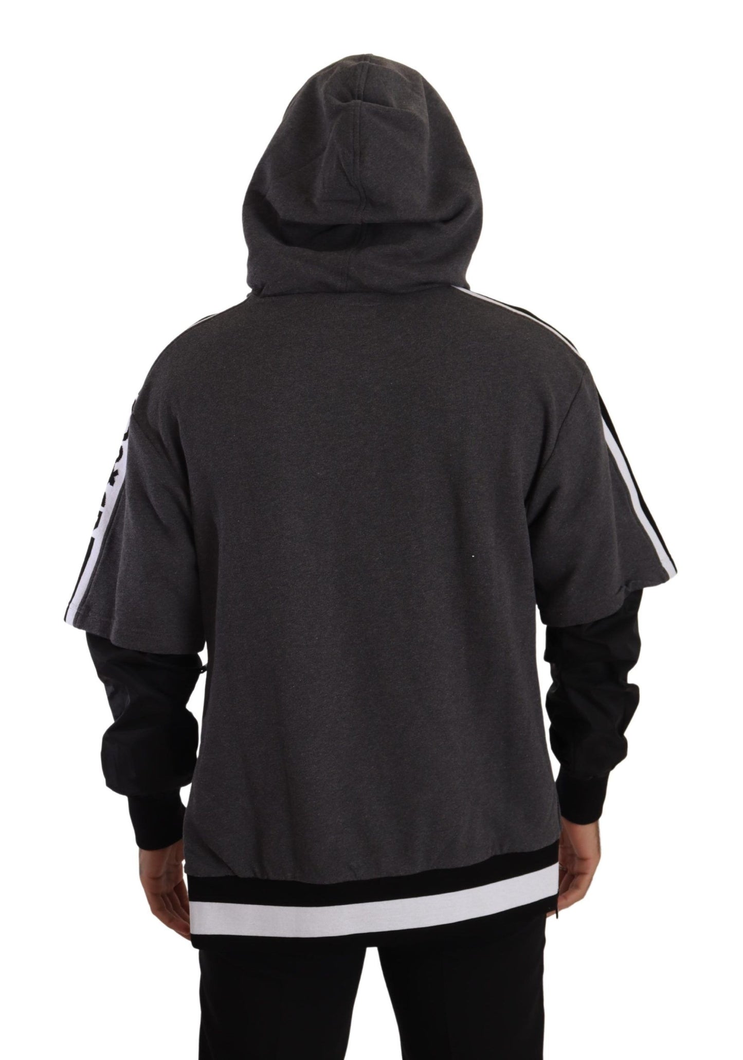 Dolce & Gabbana Gray Black Cotton Hooded #DGMILLENNIALS Sweater Dolce & Gabbana