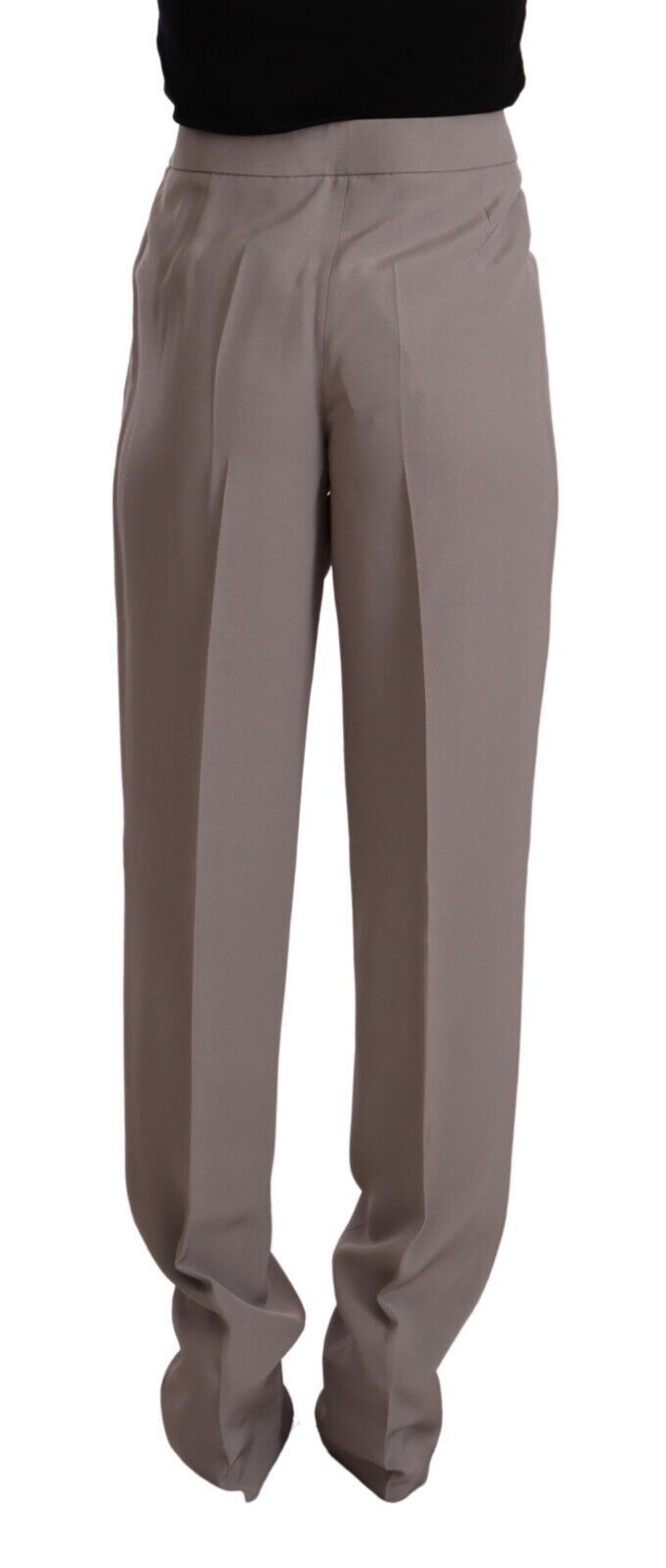 Armani Brown High Waist Silk Tapered Long Pants Armani