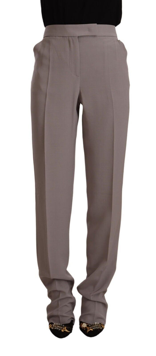 Armani Brown High Waist Silk Tapered Long Pants Armani