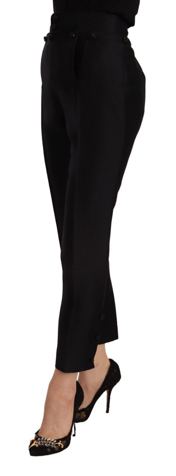 Dsquared² Black Wool High Waist Skinny Women Pants Dsquared²
