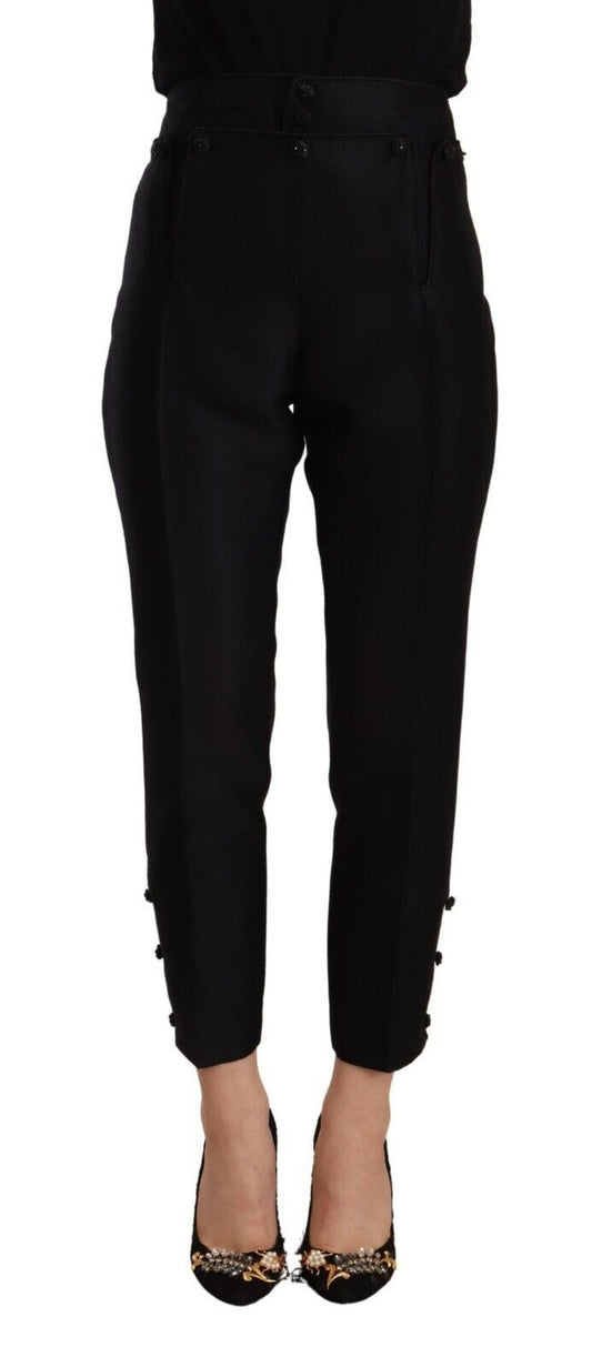 Dsquared² Black Wool High Waist Skinny Women Pants Dsquared²