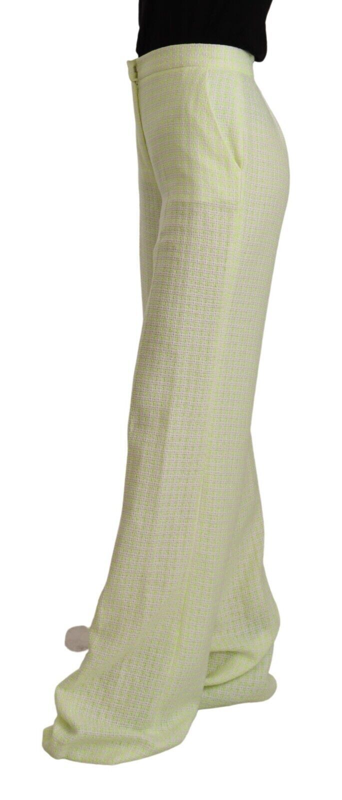 MSGM Yellow Green Cotton High Waist Straight Long Pants MSGM