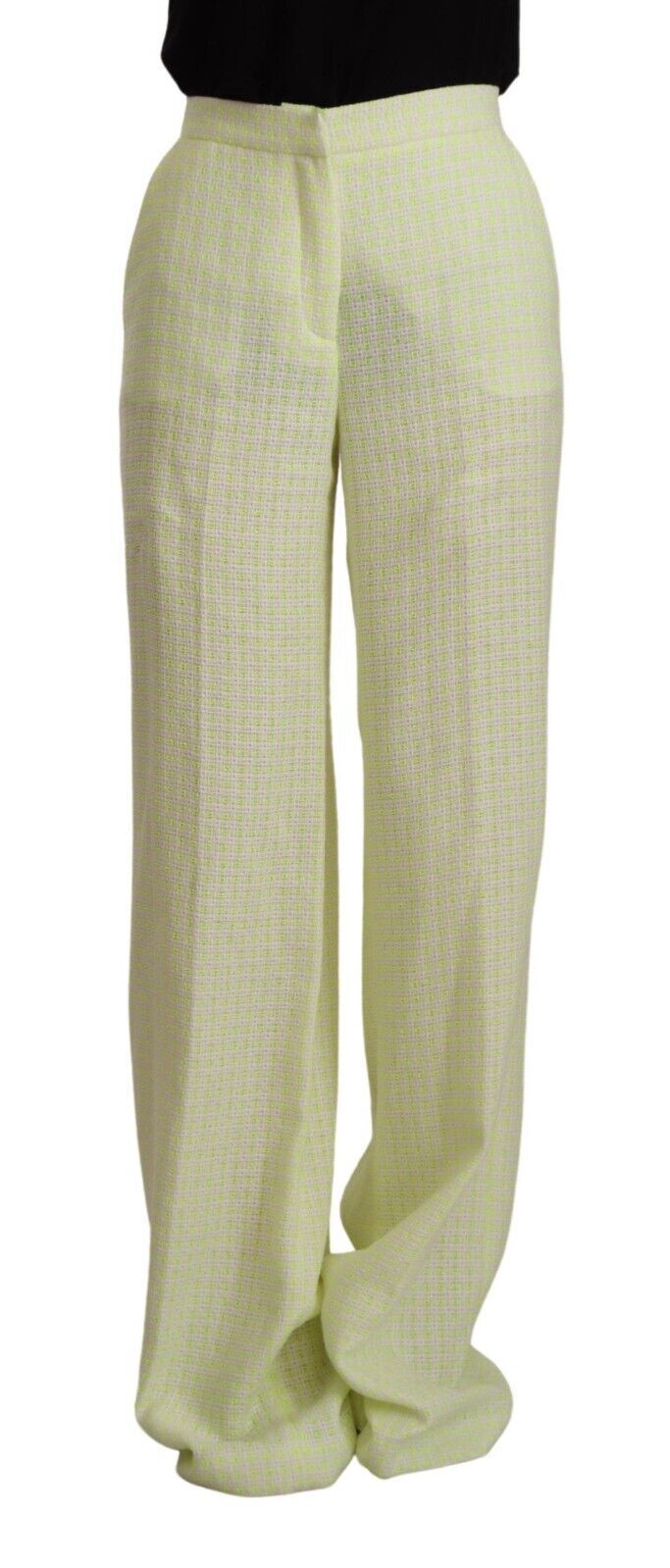 MSGM Yellow Green Cotton High Waist Straight Long Pants MSGM