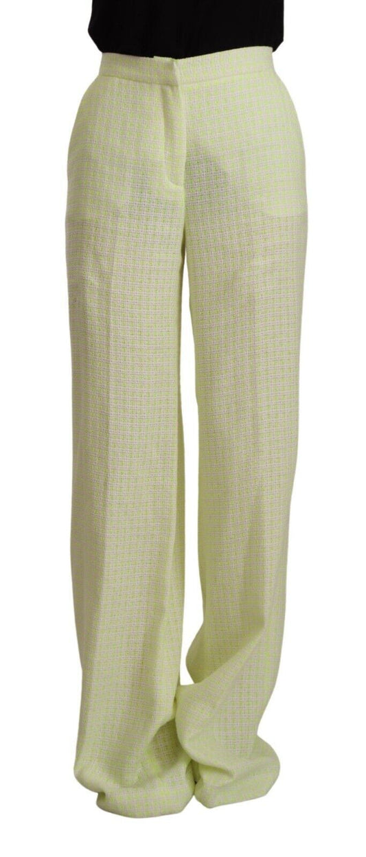 MSGM Yellow Green Cotton High Waist Straight Long Pants MSGM