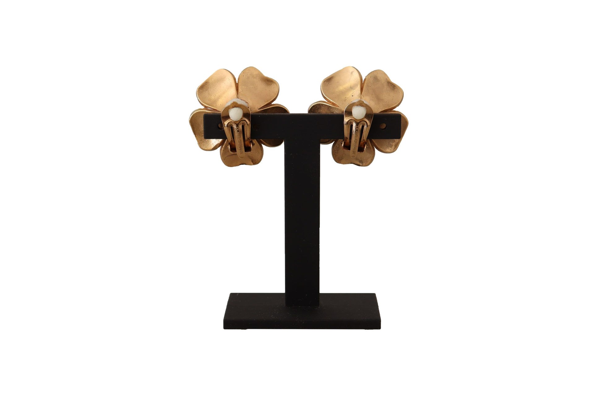 Dolce & Gabbana Gold Tone Maxi Faux Pearl Floral Clip-on Jewelry Earrings Dolce & Gabbana