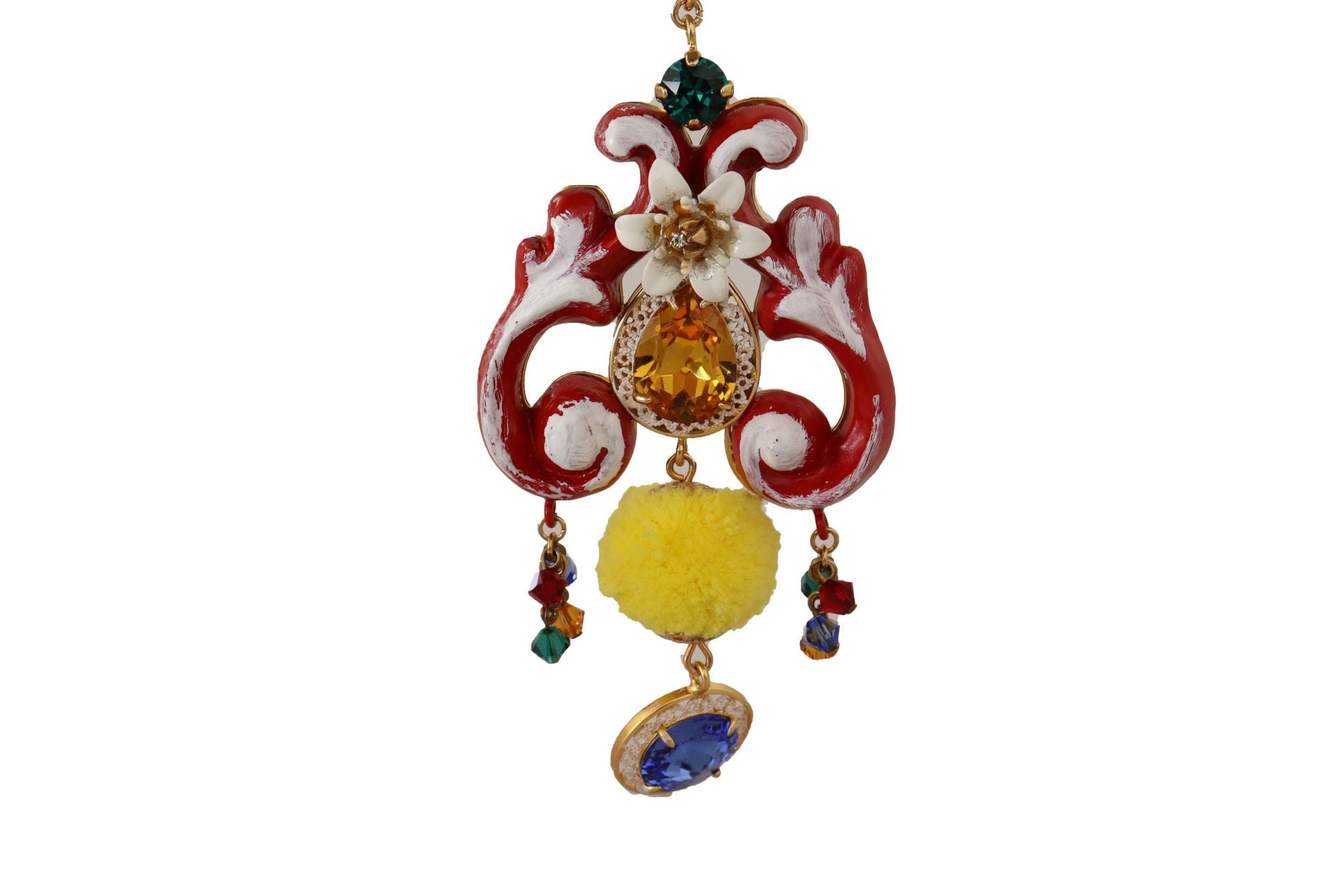 Dolce & Gabbana Gold Brass Carretto Sicily Statement Crystal Chain Necklace Dolce & Gabbana