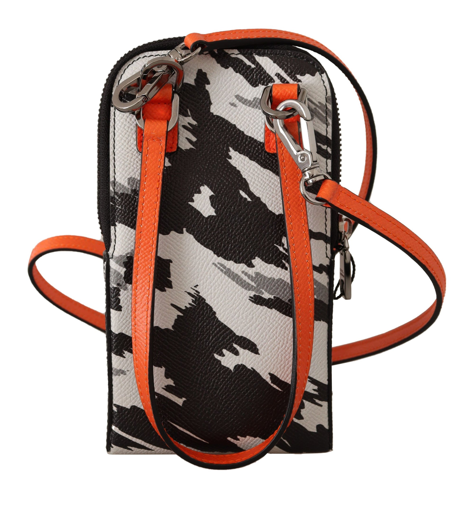 Dolce & Gabbana Gray Leather Cross Body Neck Strap Card Pocket Wallet Dolce & Gabbana