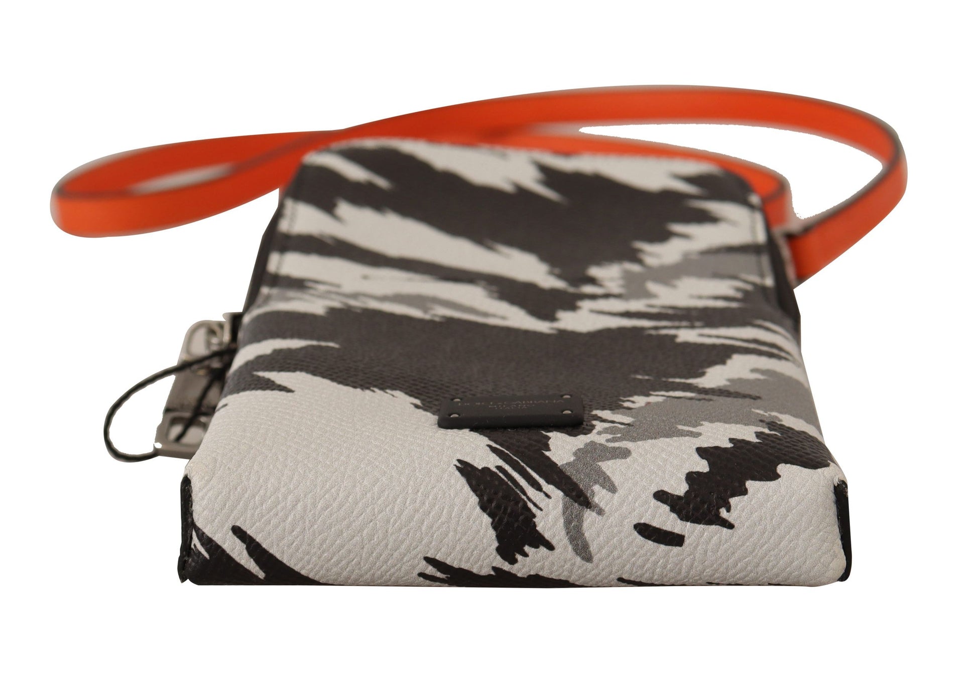 Dolce & Gabbana Gray Leather Cross Body Neck Strap Card Pocket Wallet Dolce & Gabbana