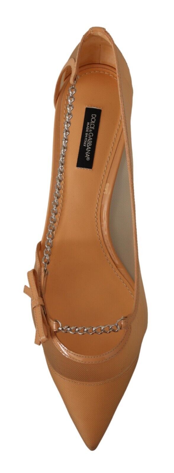 Dolce & Gabbana Peach Mesh Leather Chains Heels Pumps Shoes Dolce & Gabbana
