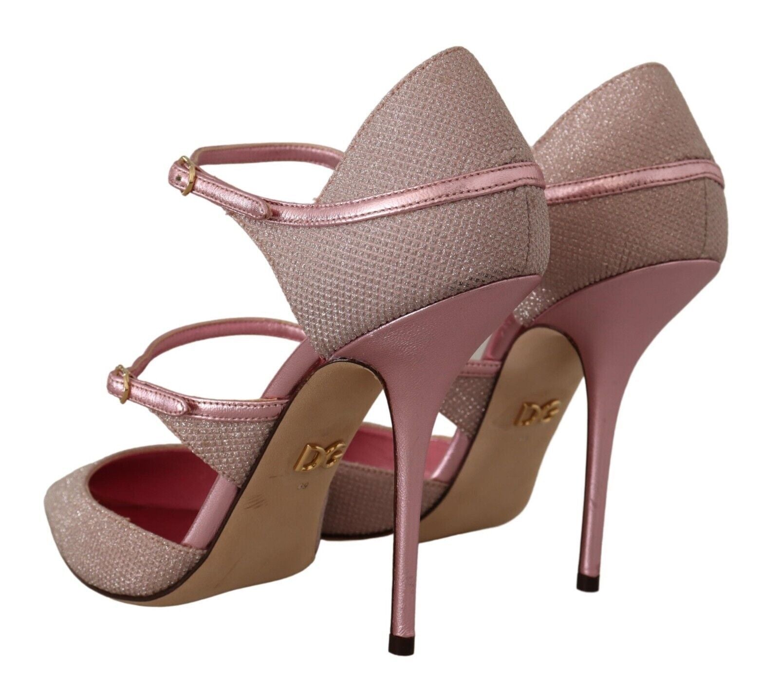 Dolce & Gabbana Pink Glittered Strappy Sandals Mary Jane Shoes Dolce & Gabbana