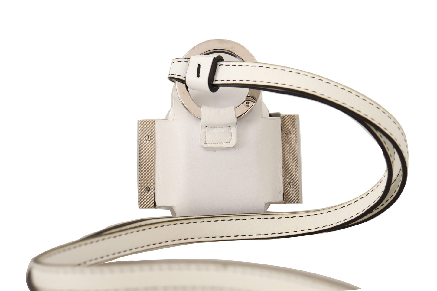 Dolce & Gabbana White Black Leather Strap Silver Metal Logo Airpods Case Dolce & Gabbana