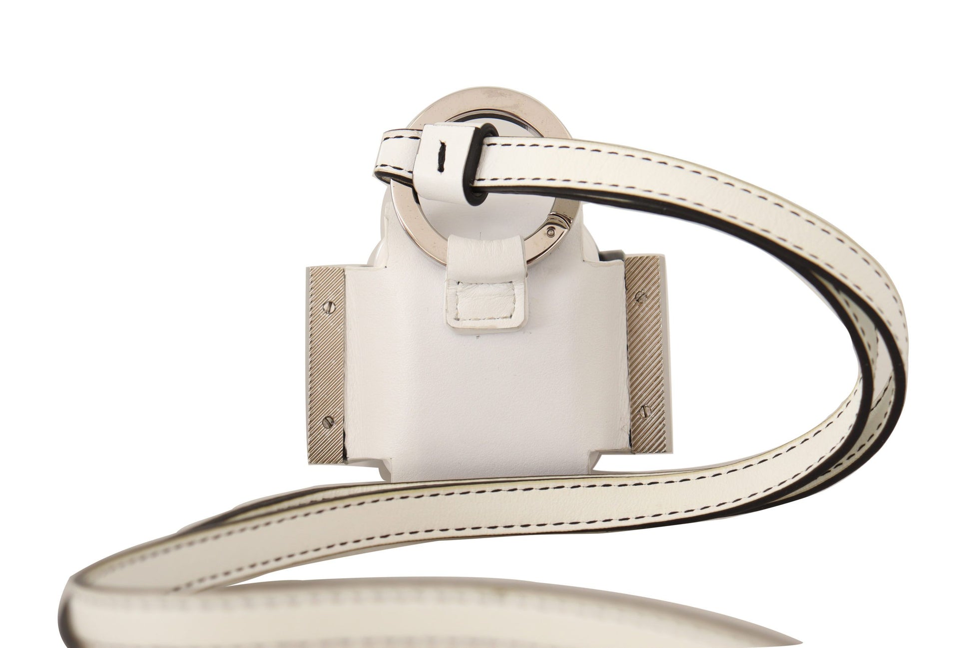 Dolce & Gabbana White Black Leather Strap Silver Metal Logo Airpods Case Dolce & Gabbana
