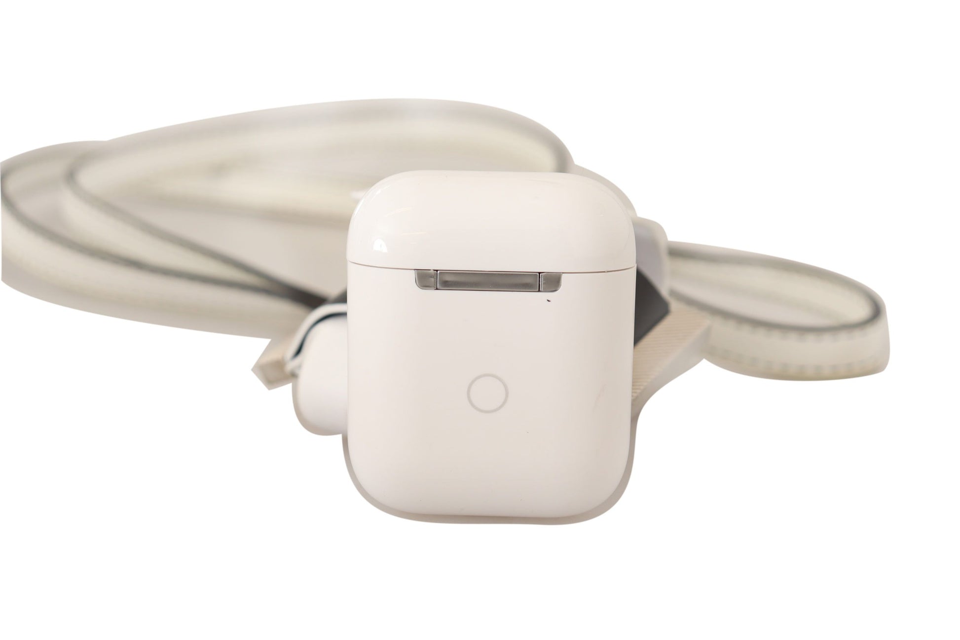 Dolce & Gabbana White Black Leather Strap Silver Metal Logo Airpods Case Dolce & Gabbana