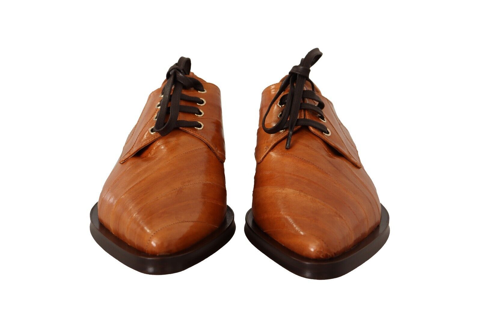 Dolce & Gabbana Brown Eel Leather Lace Up Formal Shoes Dolce & Gabbana