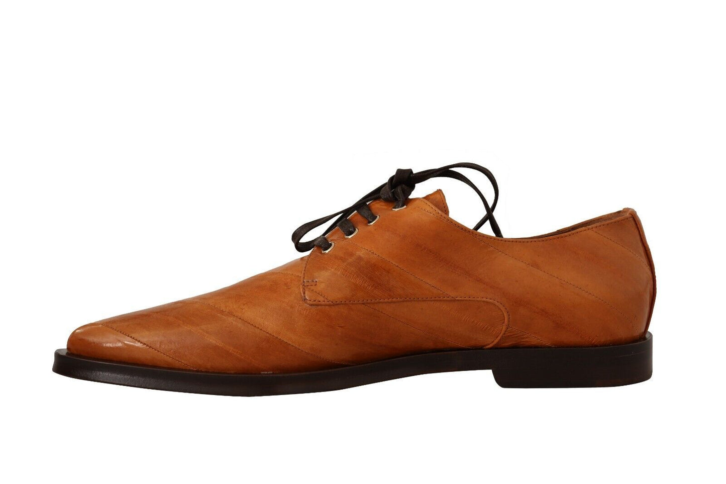 Dolce & Gabbana Brown Eel Leather Lace Up Formal Shoes Dolce & Gabbana