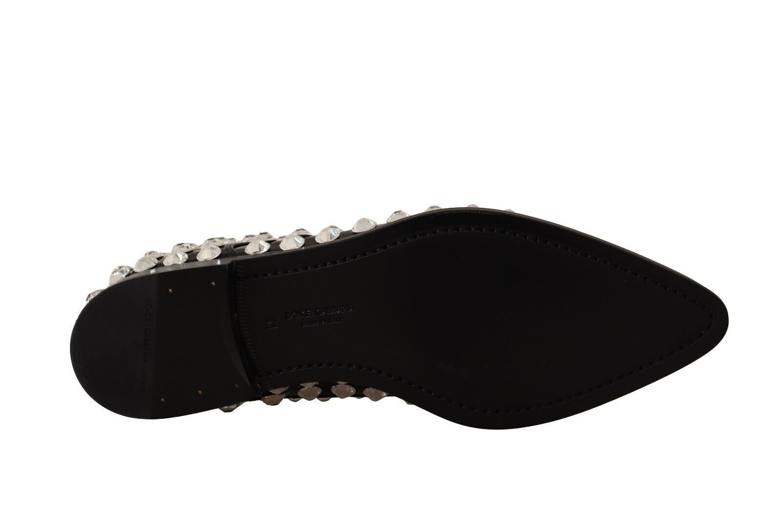 Dolce & Gabbana Black Leather Crystals Lace Up Formal Shoes Dolce & Gabbana