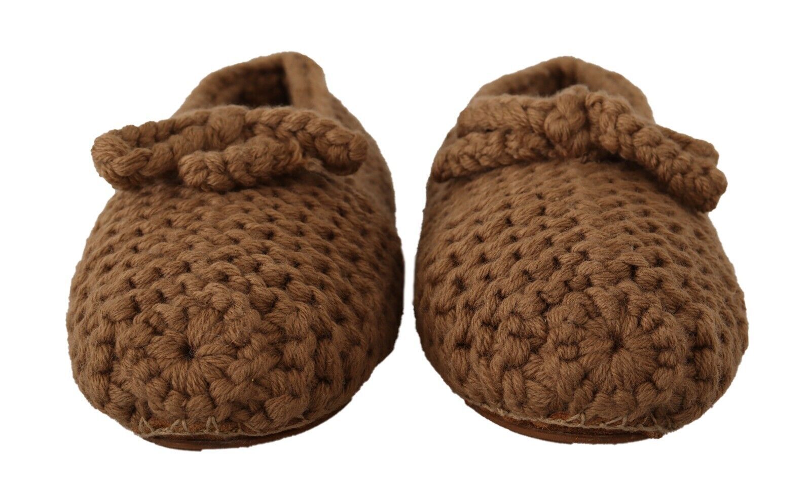 Dolce & Gabbana Brown Slip On Ballerina Flats Wool Knit Shoes Dolce & Gabbana