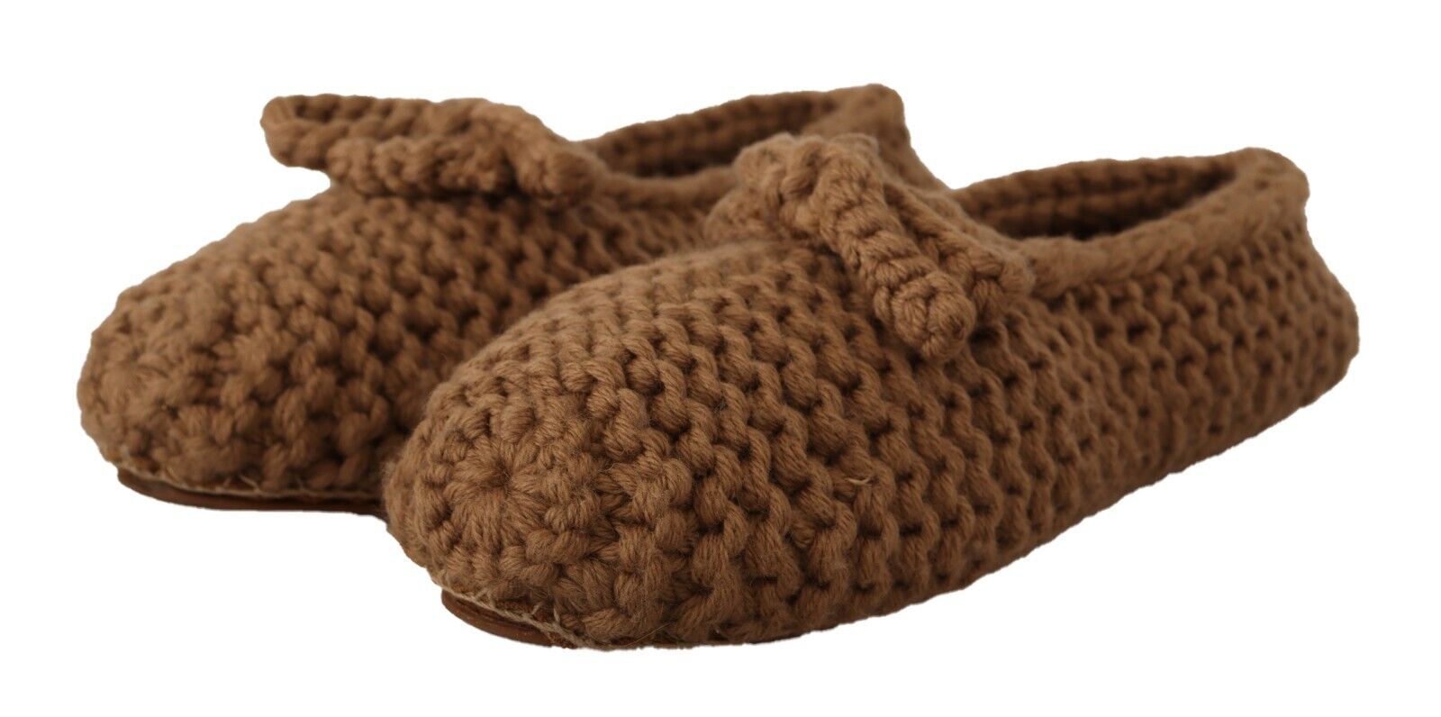 Dolce & Gabbana Brown Slip On Ballerina Flats Wool Knit Shoes Dolce & Gabbana