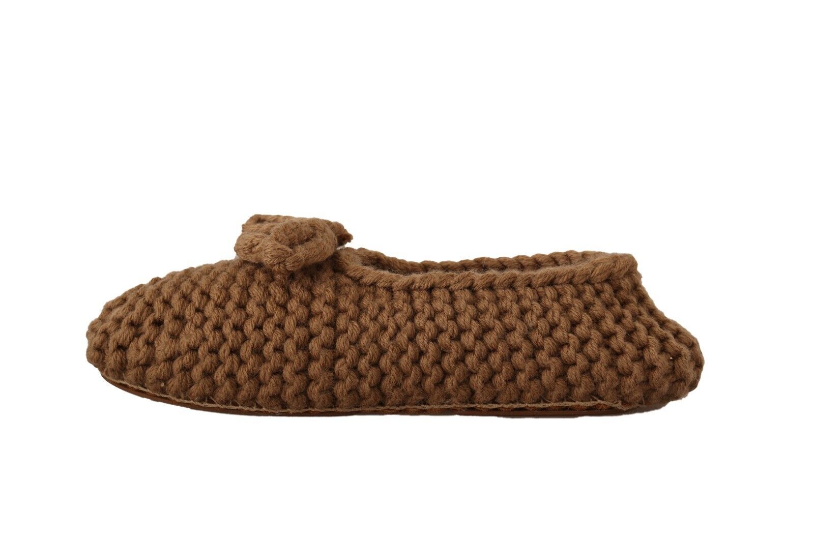 Dolce & Gabbana Brown Slip On Ballerina Flats Wool Knit Shoes Dolce & Gabbana