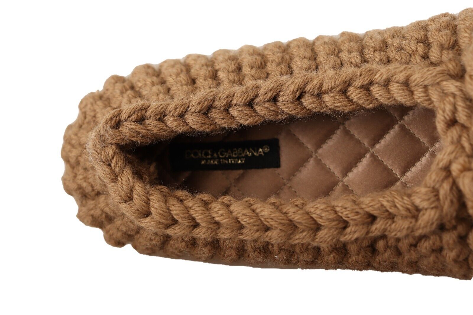 Dolce & Gabbana Brown Slip On Ballerina Flats Wool Knit Shoes Dolce & Gabbana