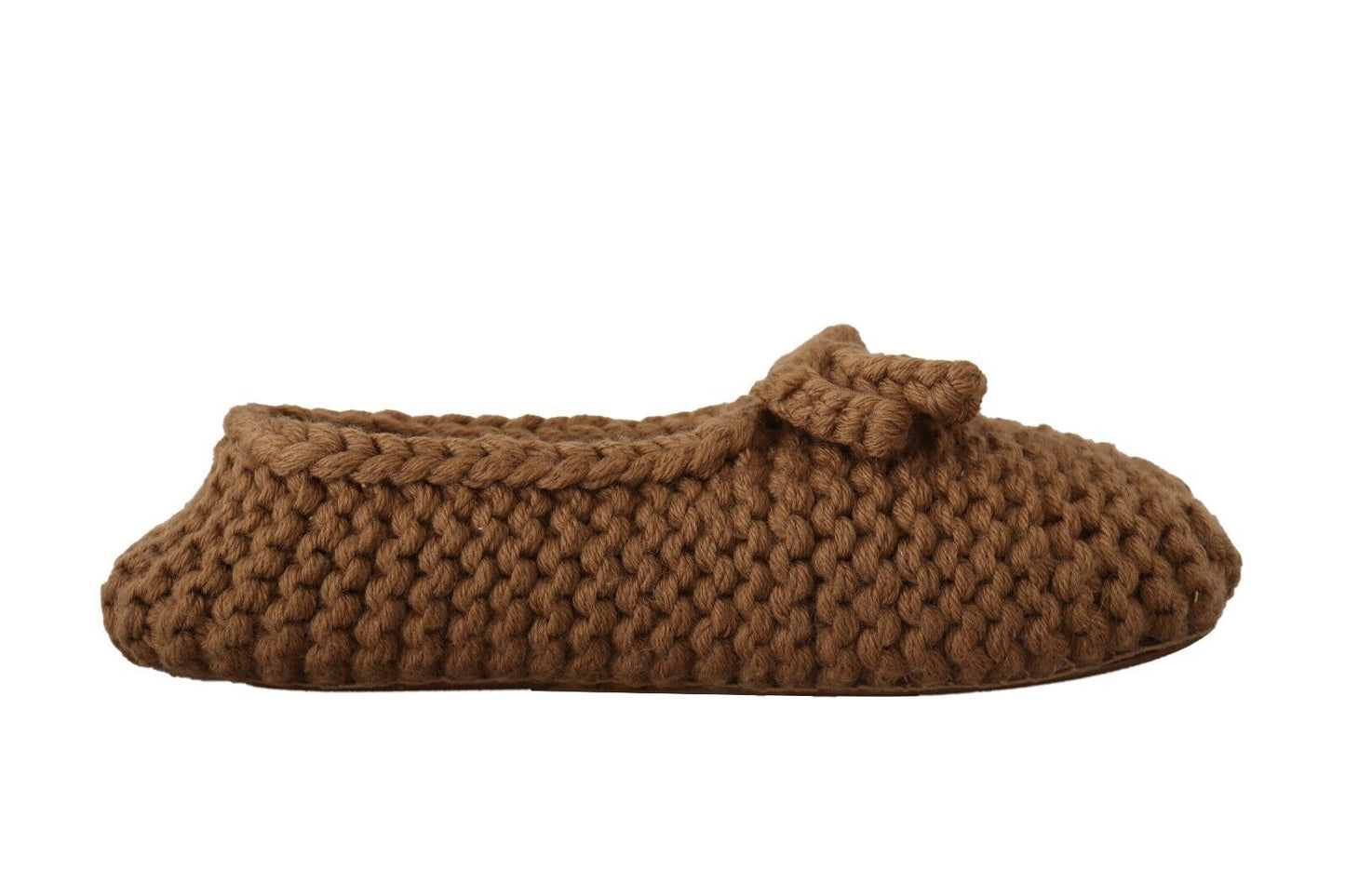 Dolce & Gabbana Brown Slip On Ballerina Flats Wool Knit Shoes Dolce & Gabbana