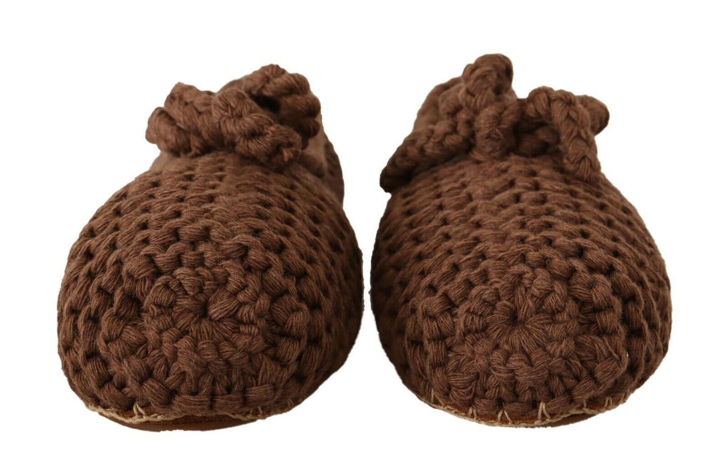 Dolce & Gabbana Brown Slip On Ballerina Flats Wool Knit Shoes Dolce & Gabbana