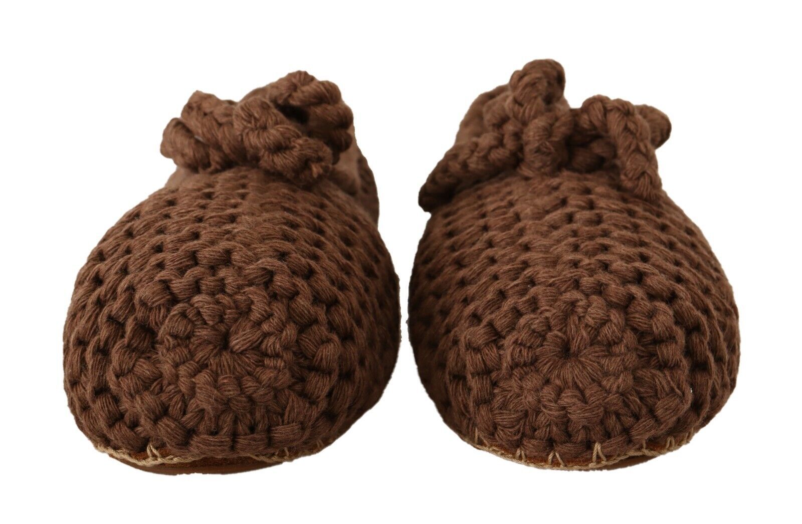 Dolce & Gabbana Brown Slip On Ballerina Flats Wool Knit Shoes Dolce & Gabbana