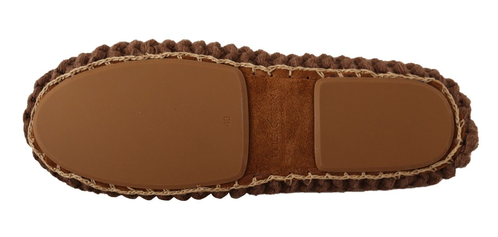 Dolce & Gabbana Brown Slip On Ballerina Flats Wool Knit Shoes Dolce & Gabbana