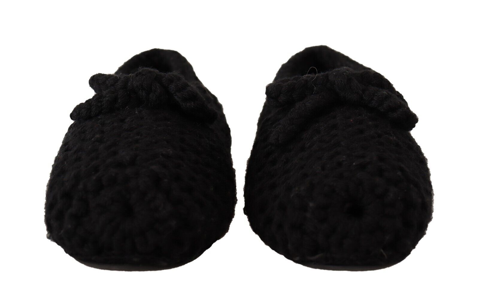 Dolce & Gabbana Black Slip On Ballerina Flats Wool Knit Shoes Dolce & Gabbana