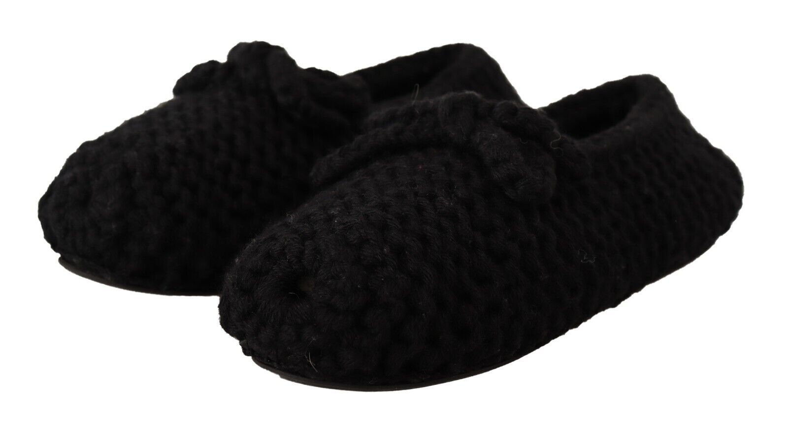 Dolce & Gabbana Black Slip On Ballerina Flats Wool Knit Shoes Dolce & Gabbana