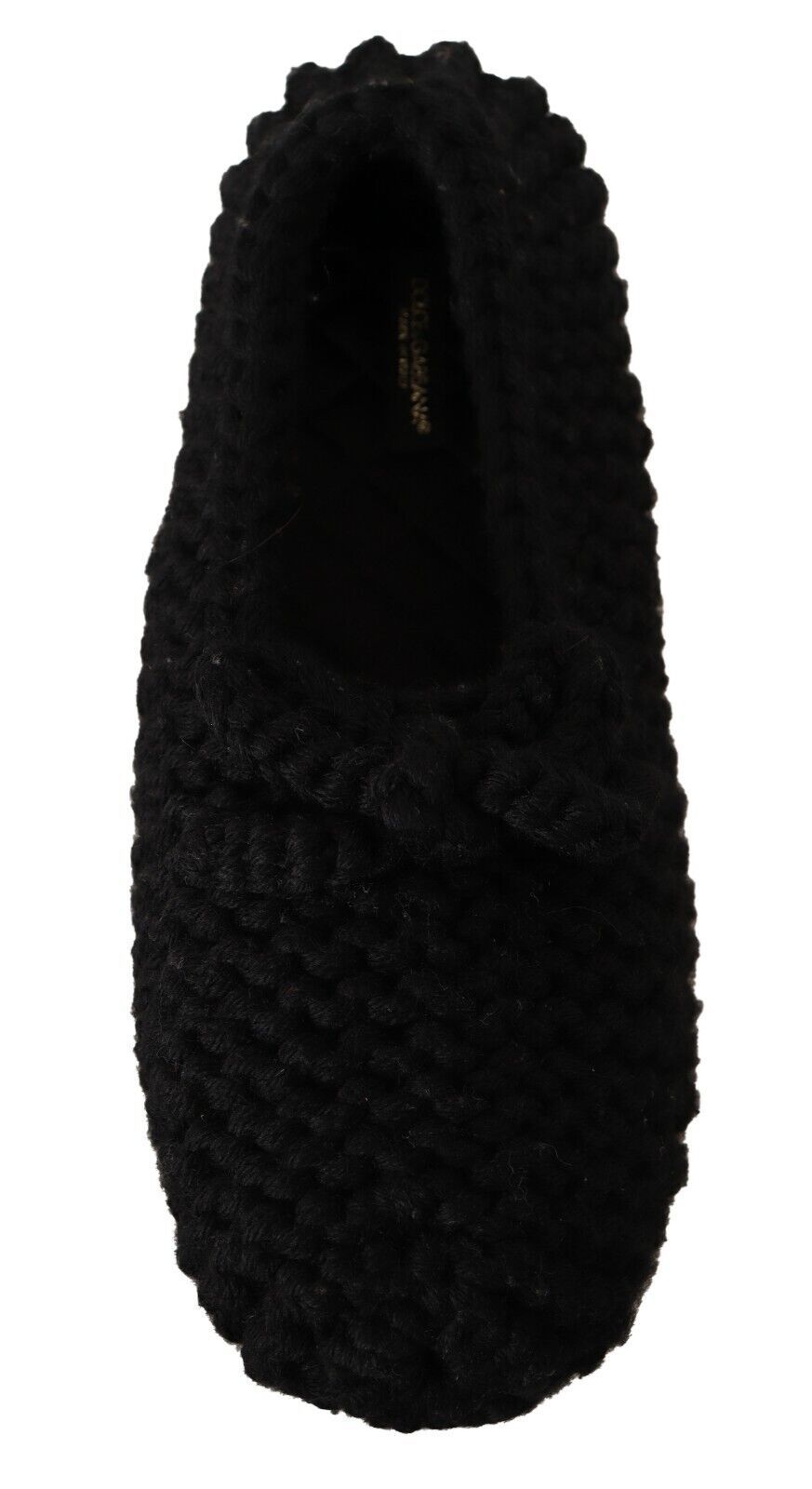 Dolce & Gabbana Black Slip On Ballerina Flats Wool Knit Shoes Dolce & Gabbana